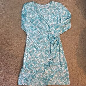 Vineyard Vines Teal and White 3/4 length sleeve Performance Dress